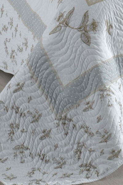 Örtüm Asya Lila Çift Kişilik Kapitone Yatak Örtüsü Takım