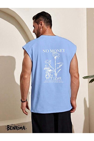 E-ROMA Χωρίς χρήματα αλλά αγάπη εμπριμέ αμάνικο μπλουζάκι