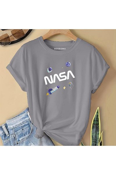 BENROMA In Cart 6 and Above Purchases Get 1 T-Shirt as a Gift - Nasa Printed Children's T-Shirt