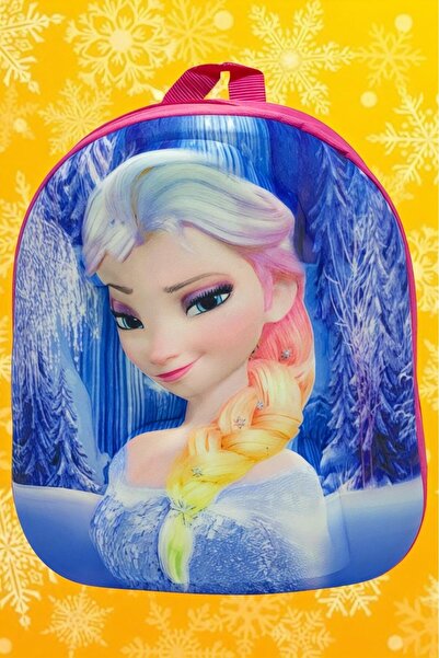 Uniquerrs 2-6 Yaş Anaokulu Kreş Prenses Elsa Karakterli 3D Baskılı Sırt Çantası ve Okul Çantası