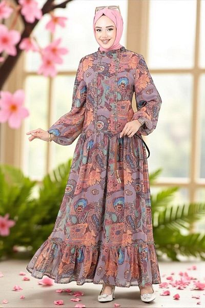 BENROMA PATTERNED CHIFFON DRESS