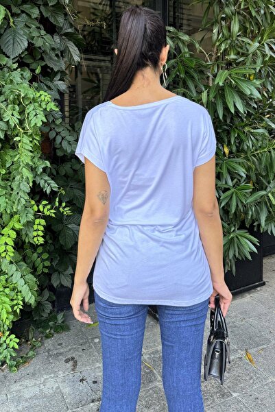 NEW LAVİVA White V-Neck - Short Sleeve Women's Blouse, Basic Model, Loose