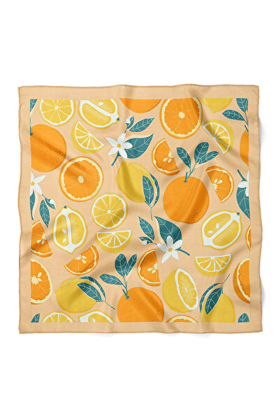 nehir eşarp Portakal & Limon Desen Fular Bandana 50x50 Cm