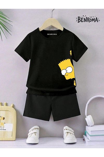 BENROMA Unisex Kids Shorts Set - Character Printed