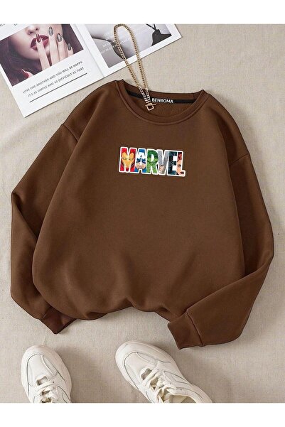 DM DOLCE MORE 3-нишка джърси унисекс детска блуза с принт Marvel и обло деколте