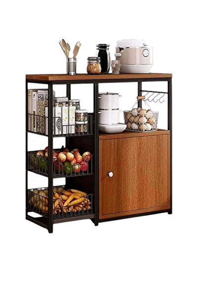 Generic Kitchen Storage Cabinet with Door and Shelves, Wooden Microwave Oven Stand, Free Standing Storage Sh