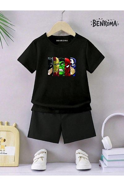 BENROMA Unisex Kids Shorts Set - Character Printed