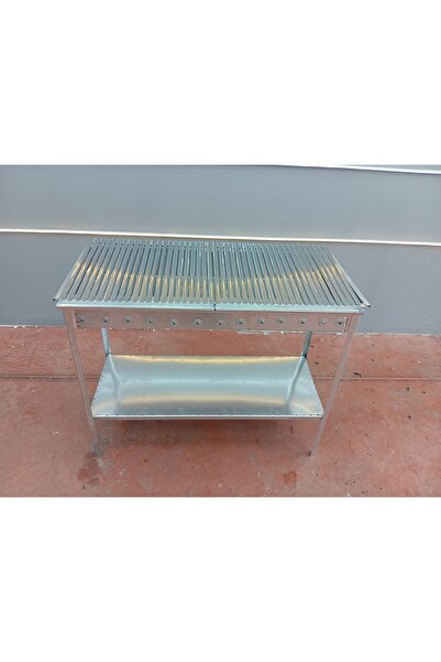 ÖZSAL 100x40 MANGAL- PORTATİF AYAKLİ- KALİN SAC ÜSTÜ KROM ÇELİK OLUKLU İZGARA