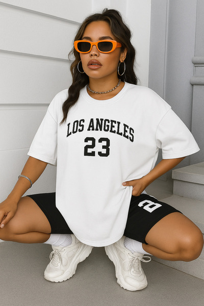 BENROMA Tricou unisex oversize imprimat Los Angeles