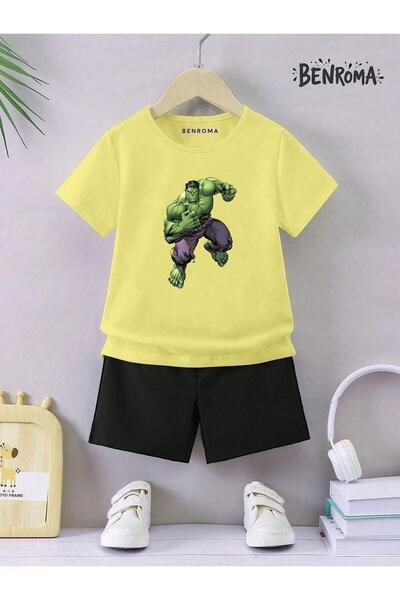 BENROMA طقم شورت للأطفال للجنسين - طباعة شخصية