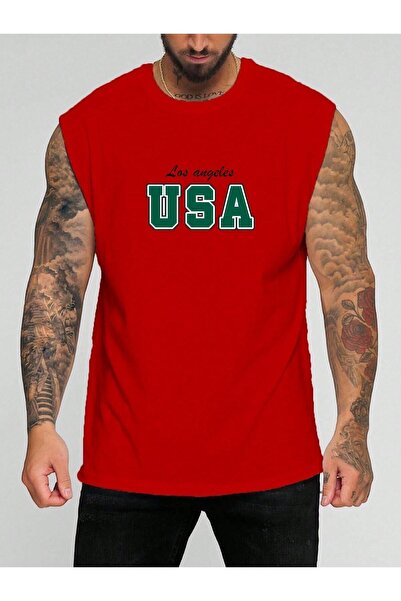 E-ROMA Αμάνικο μπλουζάκι με στάμπα των ΗΠΑ