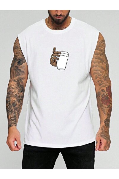 BENROMA Ruka drži šolju Štampano Majica bez rukava