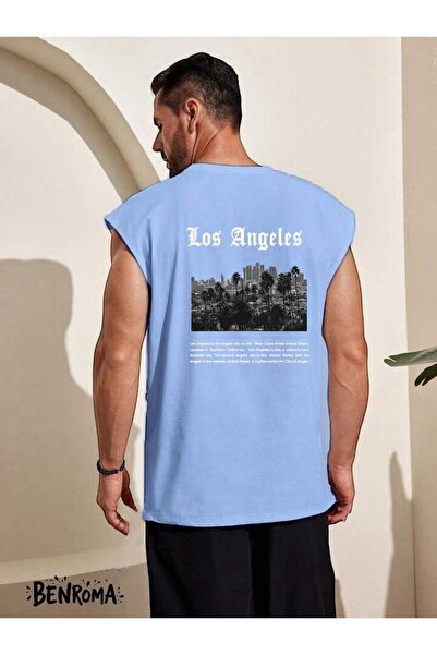 E-ROMA تي شيرت بدون أكمام مطبوع من لوس أنجلوس