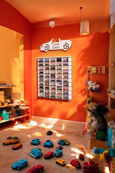 wudie Toy Car Rack 50's White (Suitable for Hotwheels and Cars)