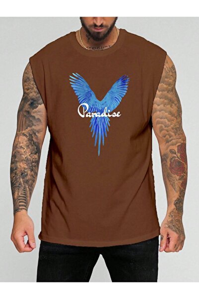 E-ROMA Αμάνικο μπλουζάκι με στάμπα Paradise