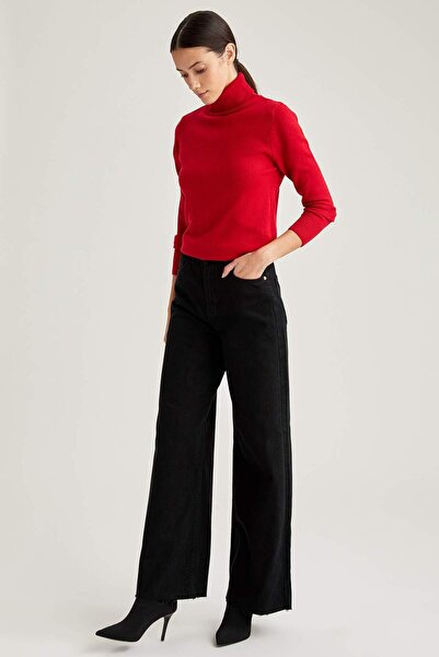 DeFacto Basic Turtleneck Cashmere Textured Extra Soft Relax Fit Knitwear Sweater H1651Az20Wn