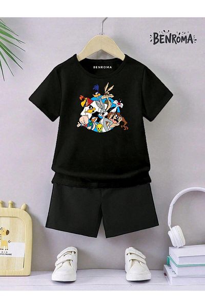 BENROMA Unisex Kids Shorts Set - Character Printed