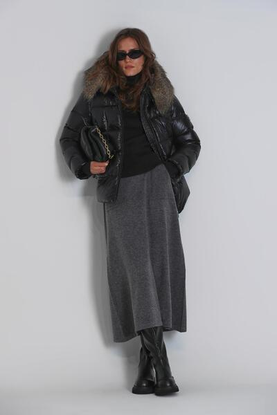 Lufian Black Terminal Goose Feather Women's Coat