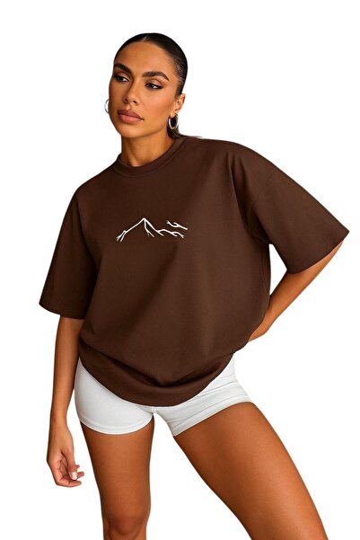 BENROMA Γυναικείο μπλουζάκι Unisex με στάμπα Mountain