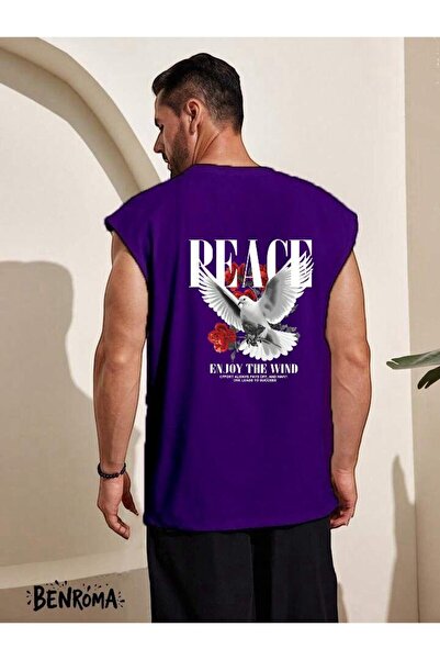 E-ROMA Peace Enjoy the Wind Dove Printed Sleeveless T-Shirt