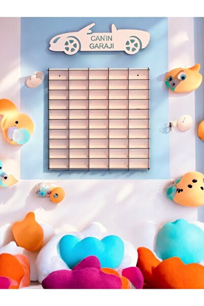 wudie Oyuncak Araba Rafı 50'li Beyaz (hotwheels VE oyuncak Arabalar Için Uygu...