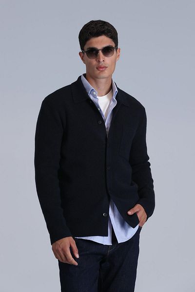 Lufian Cardigan pentru bărbați Solid bleumarin