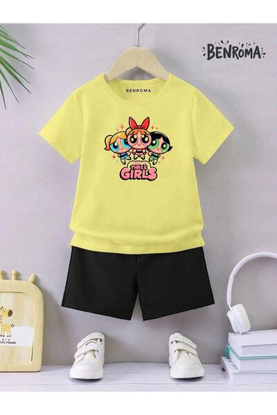 BENROMA طقم شورت للأطفال للجنسين - طباعة شخصية