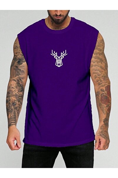 E-ROMA Tricou fără mâneci cu imprimeu de cerb