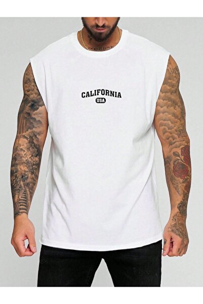 E-ROMA تي شيرت مطبوع بدون أكمام من كاليفورنيا الولايات المتحدة الأمريكية