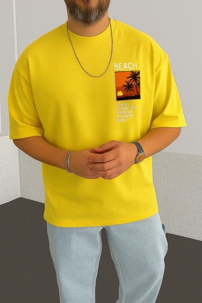 BENROMA Beach Printed Oversize Unisex T-Shirt