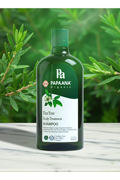 Papaana Organic شامبو بابانا أورجانيكس لعلاج فروة الرأس بخلاصة شجرة الشاي (40...