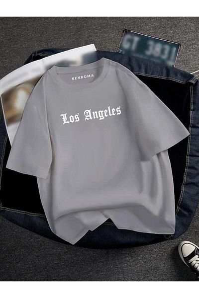 BENROMA 1 Product Is a Gift for Purchases of 6 or More Oversized Los Angeles Printed Unisex T-Shirt Printed
