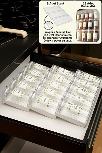 color house 15 قطعة برطمان شفاف سعة 280 مل - حامل منظم للبهارات الزجاجية Z310...