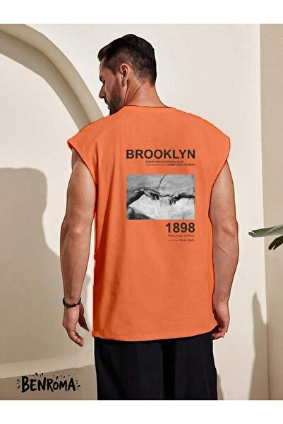 E-ROMA تي شيرت بروكلين 1898 مطبوع بدون أكمام