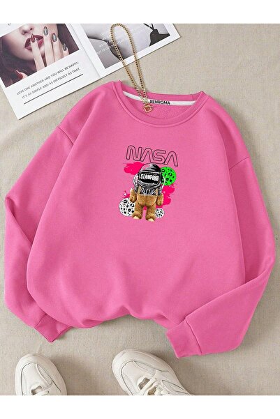 DM DOLCE MORE Φούτερ με λαιμόκοψη με στάμπα NASA για παιδιά, 3 νήματα, χτενισμένο βαμβάκι, unisex