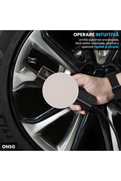 Baseus Car Compressor, Fast Tire Inflator Pump, Smart, 12V, Maximum Pressure 3 Bar, LED Display