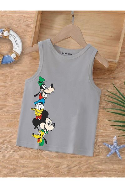BENROMA In Cart 6 and Above Purchases Get 1 T-Shirt as a Gift - Cartoon Character Printed Sleeveless Children's T-Shirt