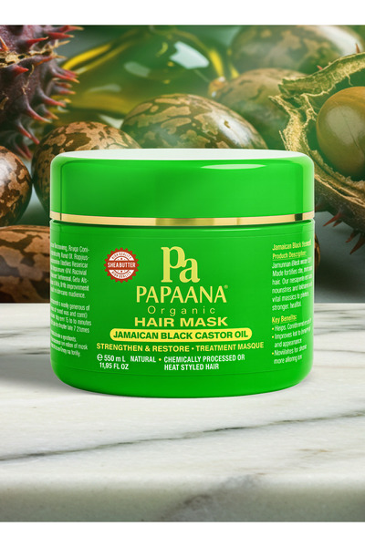 Papaana Organic قناع الشعر بزيت الخروع الأسود الجامايكي من بابانا أورجانيكس (...