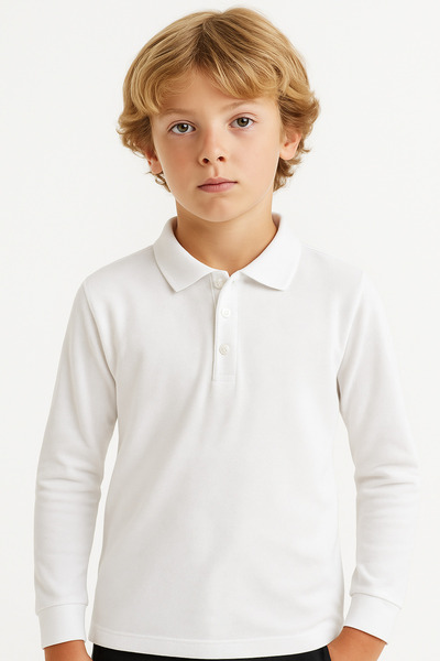 ESİLA KİDS Tricou pentru copii Set de tricou cu mânecă lungă cu guler polo Uniformă școlară din bumbac și tricou 5-14 ani