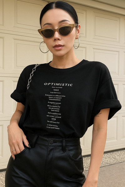 E-ROMA تي شيرت مطبوع كبير الحجم