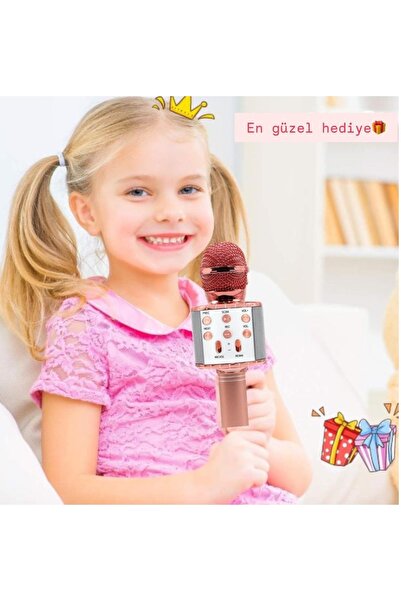 WASHA Türkçe Seslendirme Karaoke Mikrofonu Bluetooth Mikrofon Bluetooth Speaker Hoparlör Aux-Tf-Usb Giriş