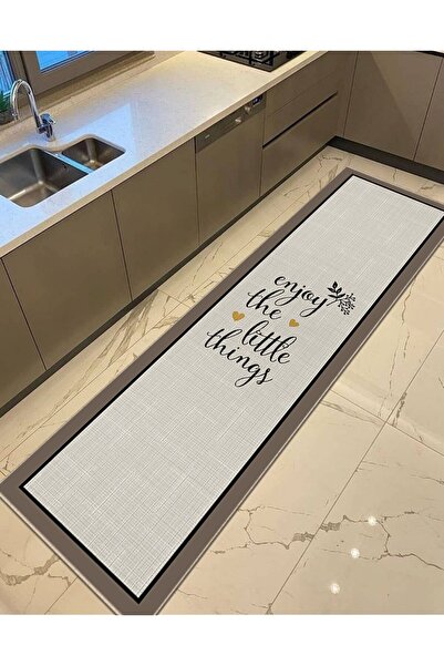 Ardizayn Enjoy - (80x300cm) Pamuk Dokuma Taban, Bambu, Yıkanabilir Mutfak Halısı