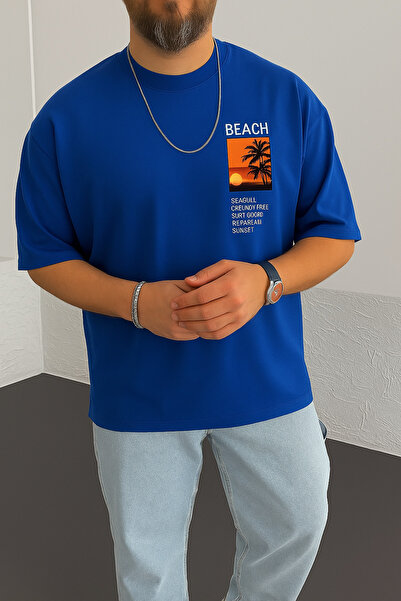 BENROMA Beach Printed Oversize Unisex T-Shirt