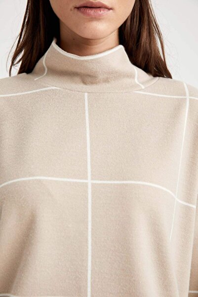 DeFacto Παραδοσιακή καρό ζιβάγκο μπροστά κοντό πίσω μακριά μπλούζα Relax Fit S6768AZ21AU