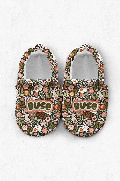 Kokopatik , Non-Slip Sole, Home Nursery Booties Cotton Newborn Booties, Floral Rabbit Patterned Booties
