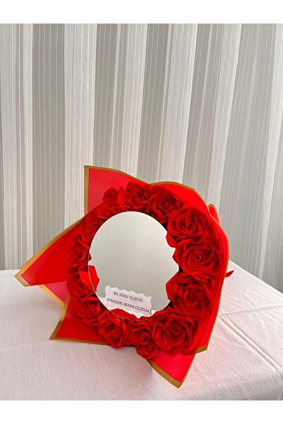Yıldızköşesi Aynalı çiçek buketi aynalı yapay senden önce senden sonra buketi solmayan gül buketi (NOT YAZILIR)