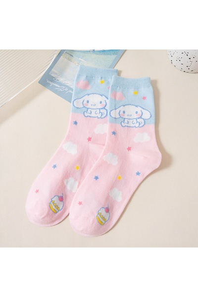 Miniso Cinnamoroll Sanrio Cotton Socks Cartoon Cinnamoroll My Melody Kuromi Pochacco Printed Mid Tube Winte