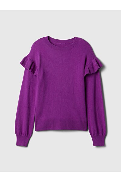 GAP Kız Çocuk Mor CashSoft Fırfırlı Kazak