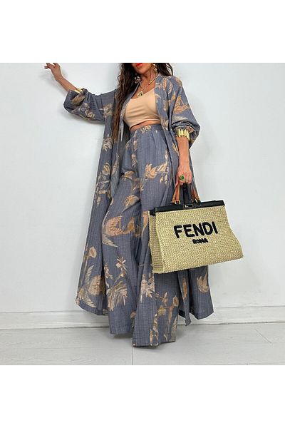 Lavanta Tekstil Kimono Trousers Set