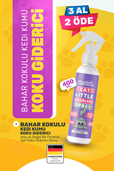 Munich Vet Doğal Bahar Kokulu Kedi Kumu Koku Giderici Sprey 400 ml